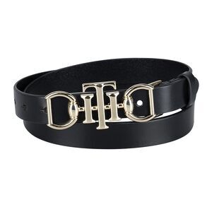 9828 Women's Th Horsebit Plaque Buckle Fashion Skinny Belt For Jeans,